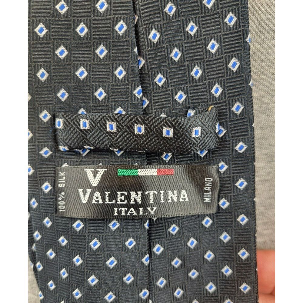 Valentina Italy Milano Black Geometric Diamond 100% Silk Men's Neck Tie
